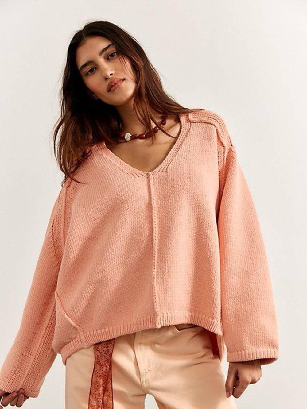 NWT FREE PEOPLE WE THE FREE Monarch Pullover | Peach Puff MSRP $148